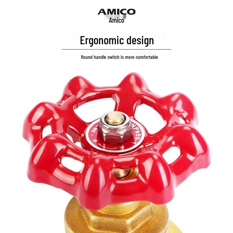Genuine AMECO Brass Gate Valve for Cold/Hot Water - Thickened, High-Temperature Threaded Design.