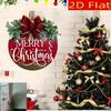 2D Flat Christmas Wooden Wreath Sign - Artificial Winter Door & Wall Decoration for Holiday Parties and Home Decor