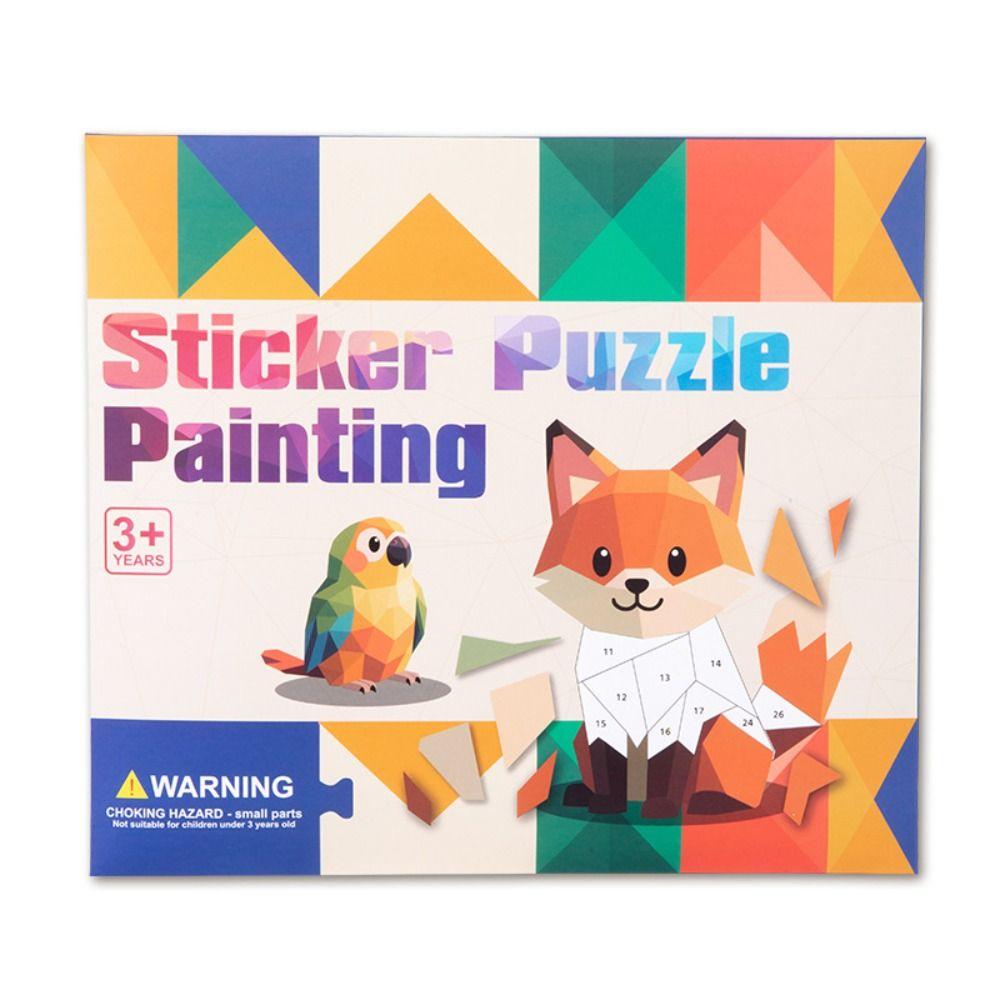 Handmade 3D Geometric Sticker Books Paper Animals Sticker Book DIY Paste Material Kit Children