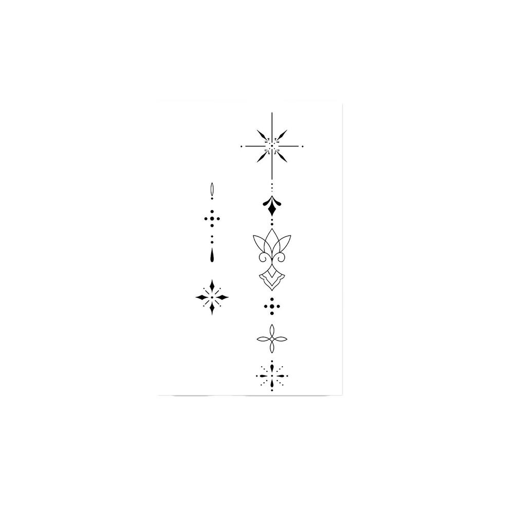 Boho Style Geometric Tattoo Sticker Waterproof And Sweatproof Personality Star Lotus Totem One-Time Simulation Tattoo