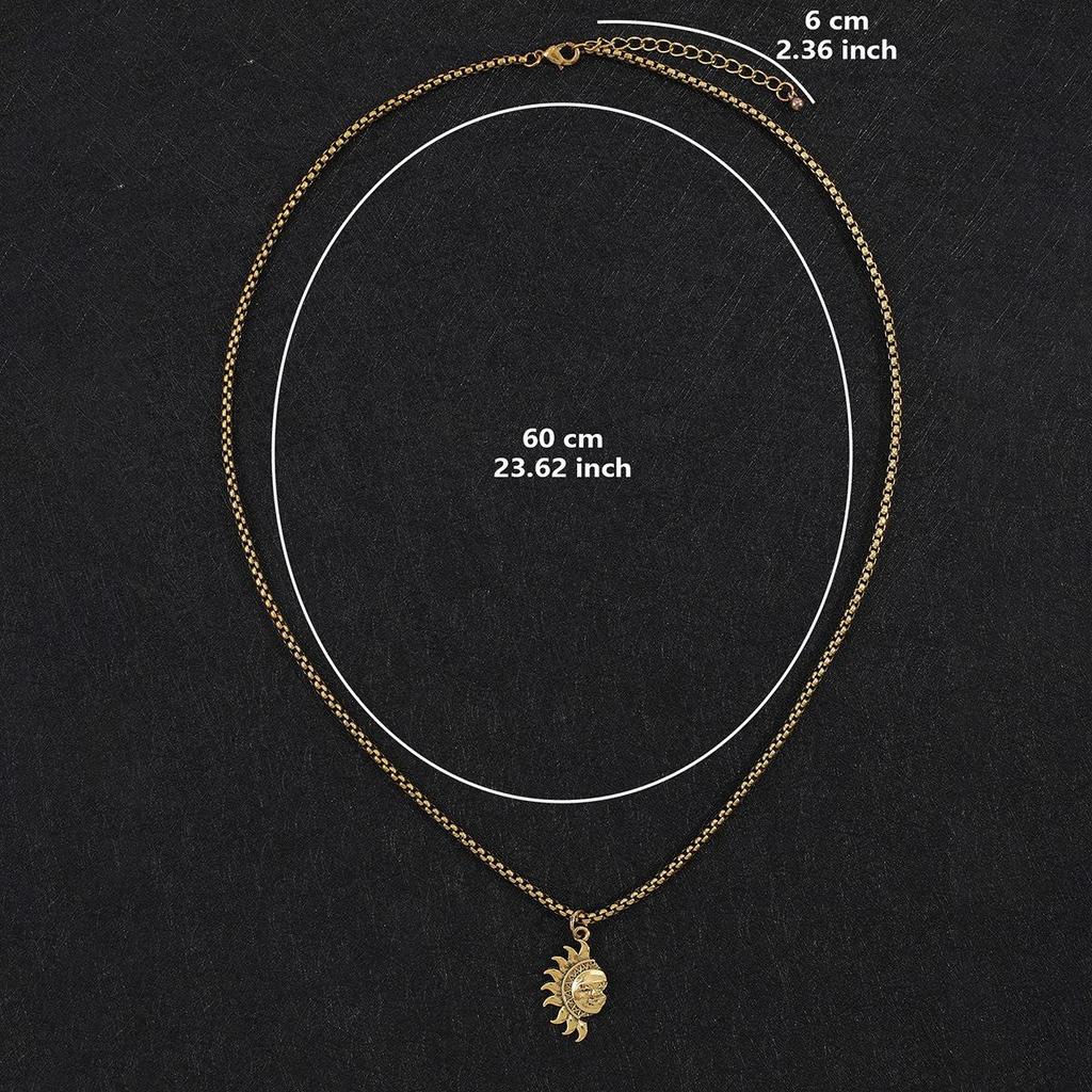 Asymmetrical Sun & Moon Titanium Steel Necklace - Unisex High-End Versatile Jewelry