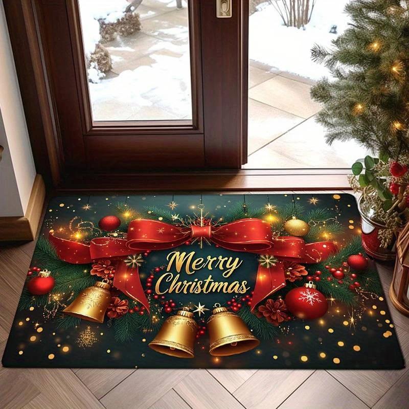 Christmas-themed Door Mat Printed Small Rug Merry Words Home Bedroom Living Room Entrance Floor Mat Kitchen Bathroom Carpet