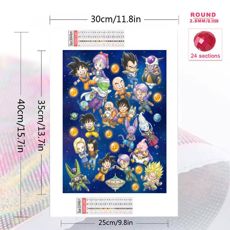 Dragon Ball Chibi Pixel Art Pattern 3pcs 100% Round Full Drill 5D DIY Diamond Painting Embroidery Cross Stitch Rhinestone Décor