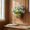 Spring Tulip Door Hanger Basket Wreath for Front Door Artificial Tulip Hanging Floral Wreath with Woven Basket And Bow