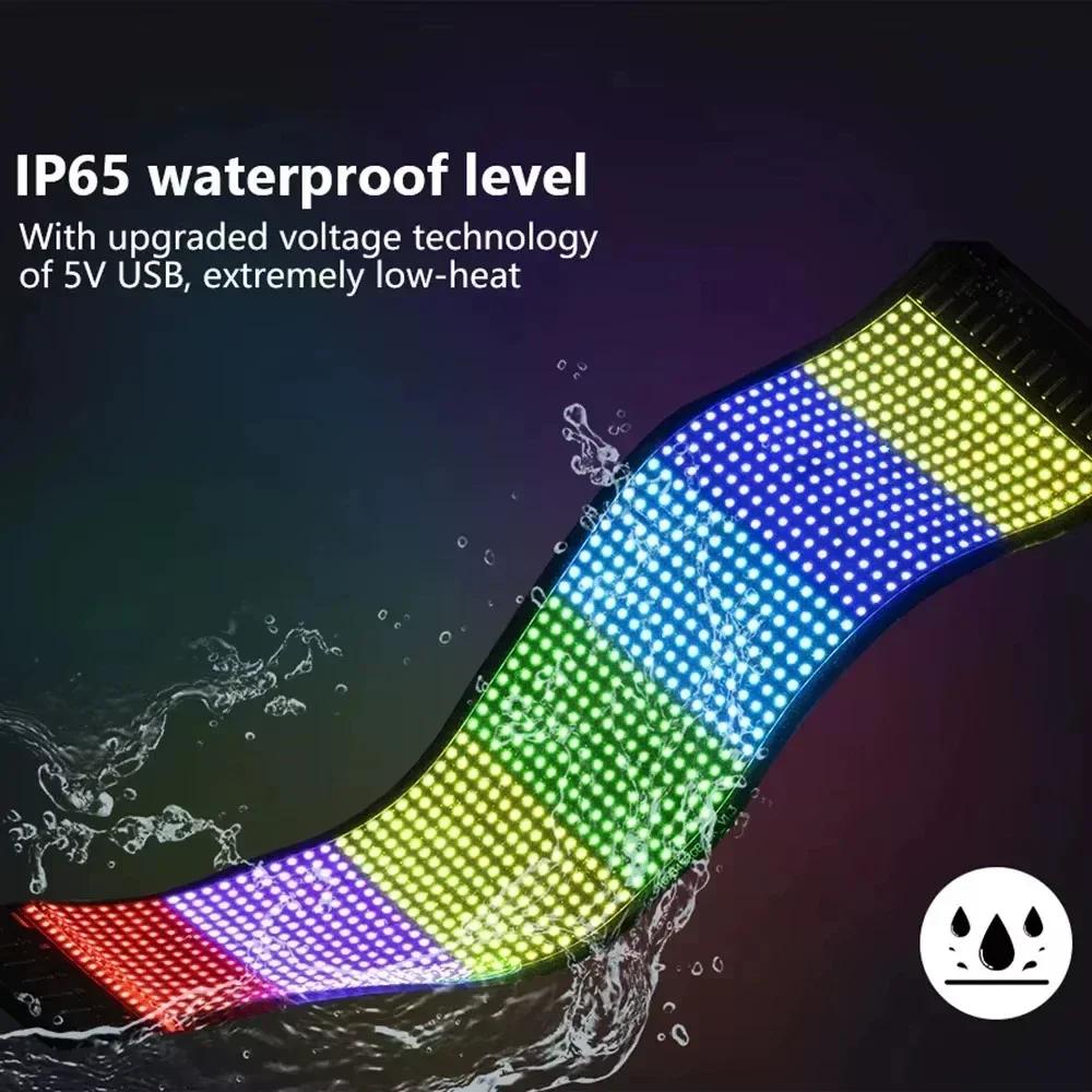 LED Matrix Pixel Display Panel Bluetooth APP Customizable RGB Animation Sign USB Scrolling Text Board for Car Truck Shop Decor