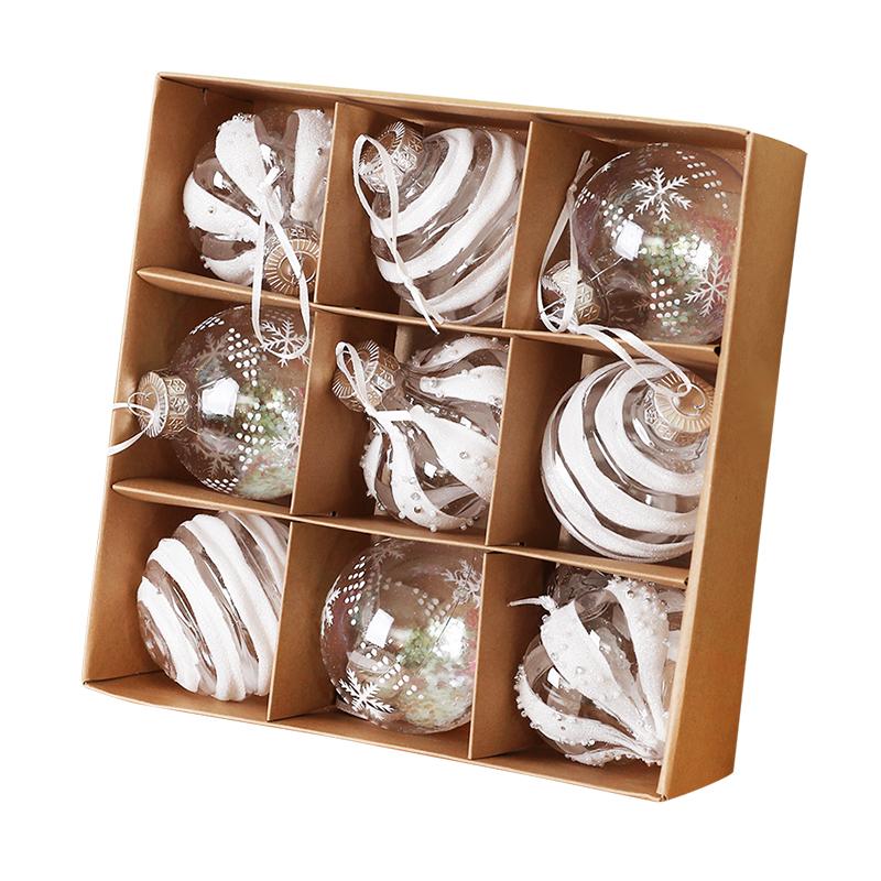 9PCS 8CM Christmas Balls Decorations Champagne White Xmas Tree Hanging Ornaments Pendant 2025 New Year Party Home Decor Navidad