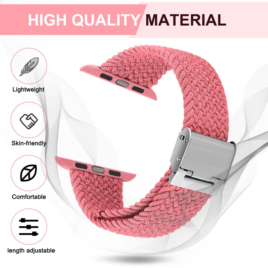 Adjustable Braided Watch Bands for Apple Watch Series Ultra 9 8 7 Folding Clasp Nylon Strap for IWatch 4 5 6 38 40 42 44 41 45 49mm Bracelet