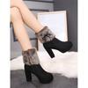 Winter Shoes Women High Heels Boots Fur Warm Shoes Fashion Modern Ladies Super Square High Heel 10cm