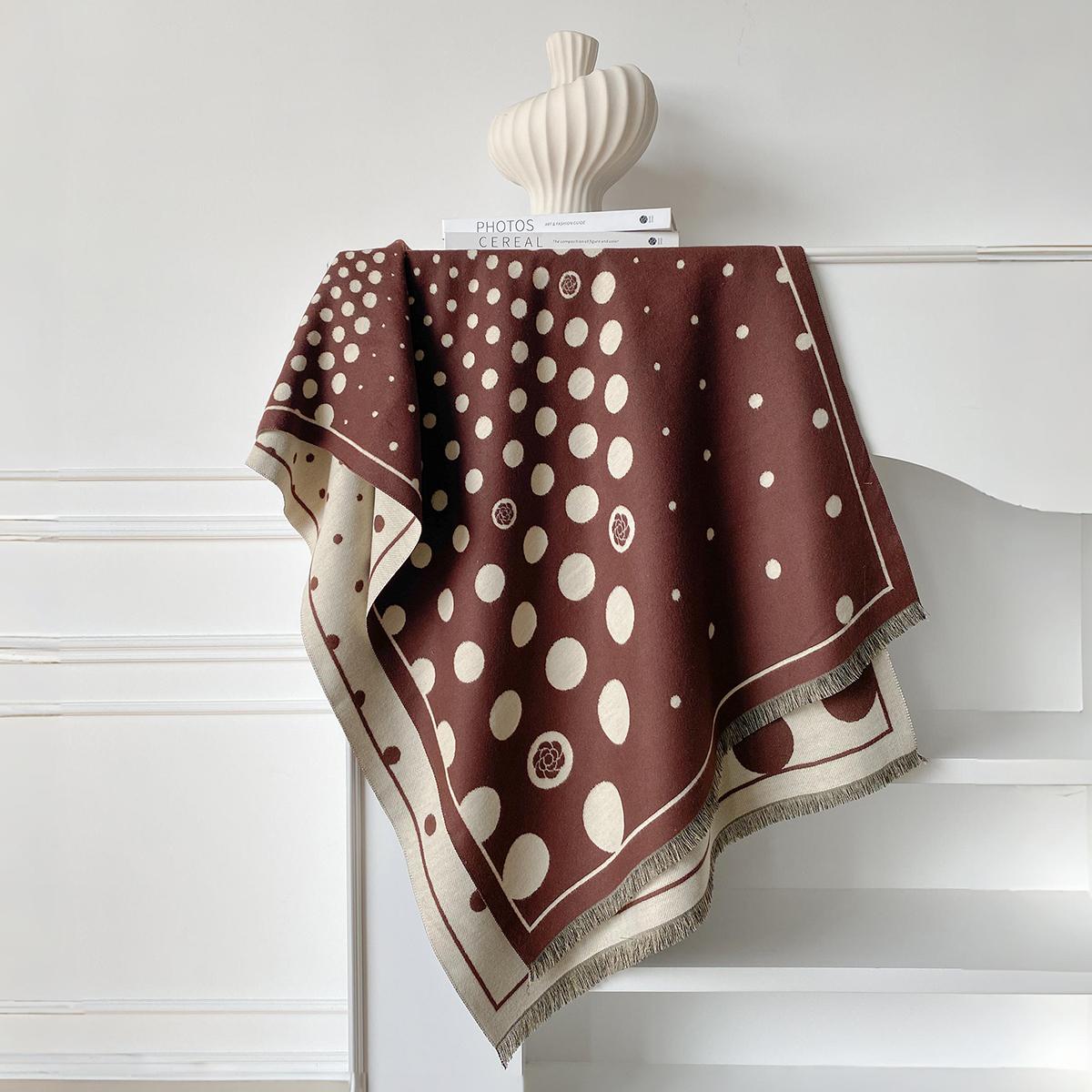 Winter Women S Polka Dot Pattern Scarf Thick Pashmina Shawl Warm Two-Sided Female Blanket Wrap Elegance Foulard Accessory