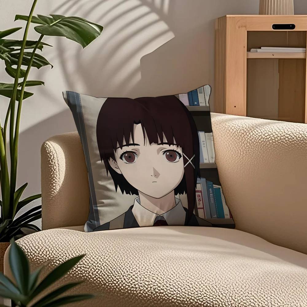 Anime E-Experiments L-Lain Pillow Case Comfort Sofa Bed Silky Elegant Invisible Zipper Custom Decorative Cushion Cover