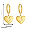Gold Plated Stainless Steel Crystal Heart Hoop Earrings for Women