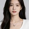 Copper Zirconia Paperclip Pendant Necklace with Double Oval Ring Brooch for Women
