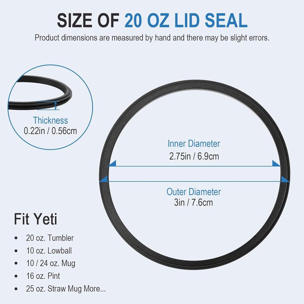 Replacement Gaskets for Yeti Stainless Steel ulated Tumbler Mugs, 20 oz Tumbler Lid Seals Fit for Yeti Cup Lid, Silicone Tumbler Lid Gaskets O-Ring