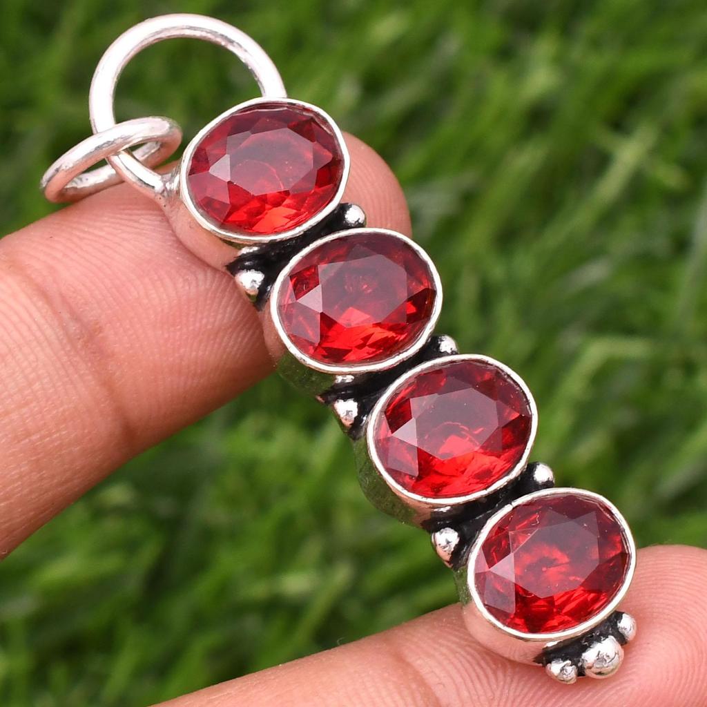 Awesome Garnet Gemstone Pendant: 925 Sterling Silver Handmade Pendant Necklace Jewelry