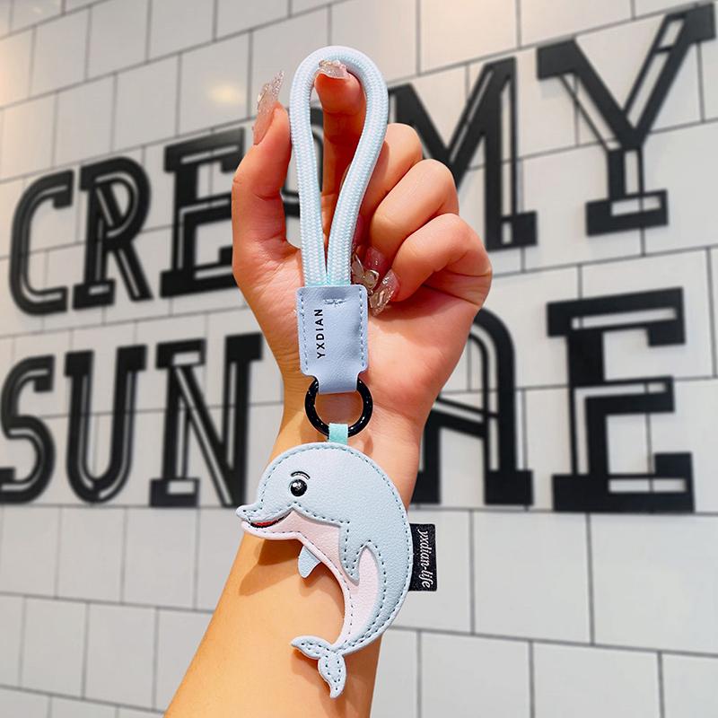 High Quality Blue Dolphin Shark Doll Keyrings Ornament Multipurpose Backpack Pendant With Lanyard Keychain