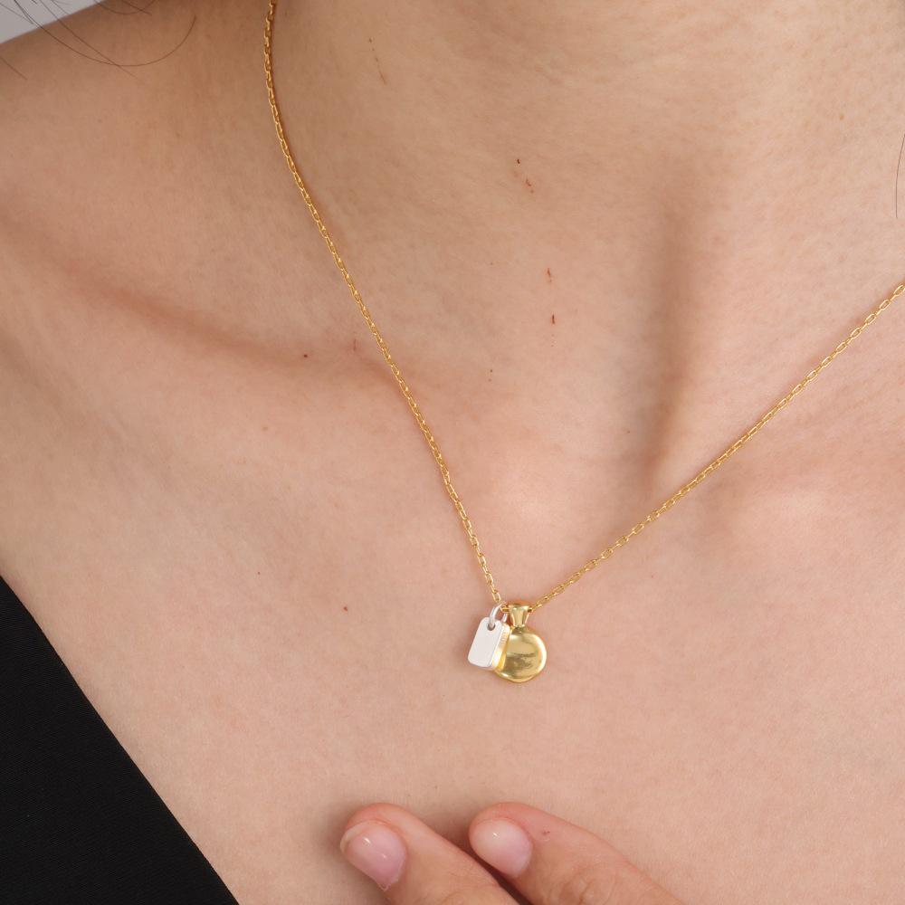 Minimalist Gold & Silver Geometric Necklace - High-End Retro Choker for Women