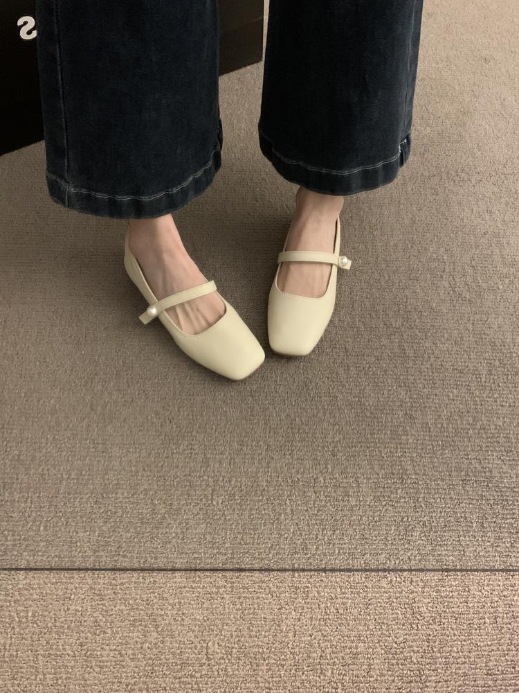 Square head Mary Jane shoes women's shoes spring and autumn 2025 new thick heel with French style with skirt temperament single shoes