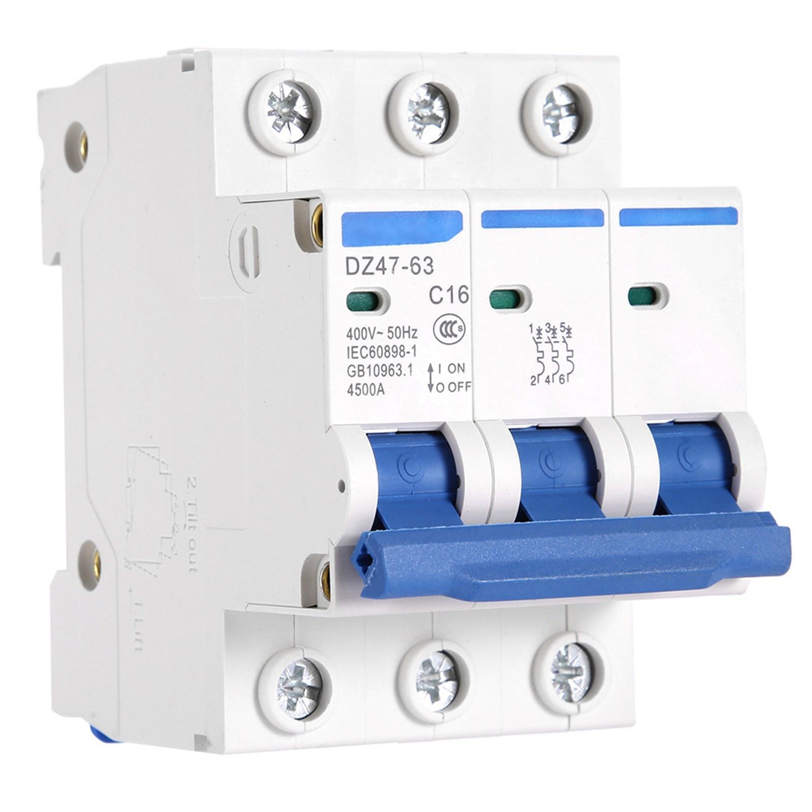 

AC 400V 6 10 16 20A 3 Pole Miniature Circuit Breaker MCB Safety Breaker DZ47 63 (16A)