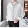 Striped Shirt Men's Loose Casual Coat Lapel Button Long-sleeved Cardigan Formal Top