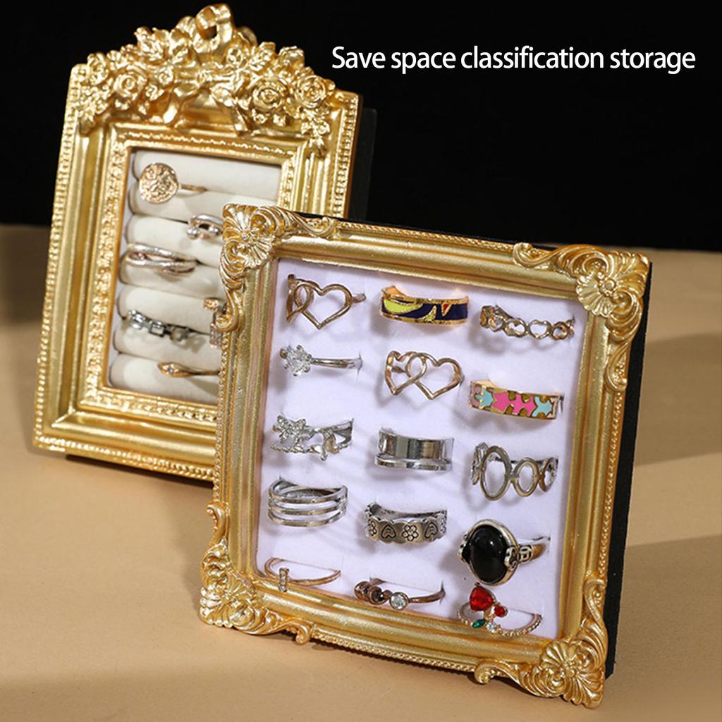 Multipurpose Golden Resin Earring Holder Jewelry Organizers Photo Frame Display For Retail Display
