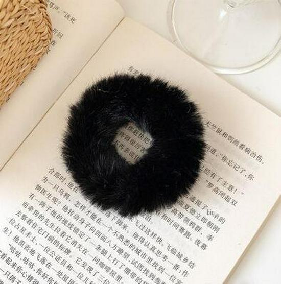 Girls' Candy Color Plush Rabbit Fur Hair Band - Cute, Versatile Student Bun Accessory