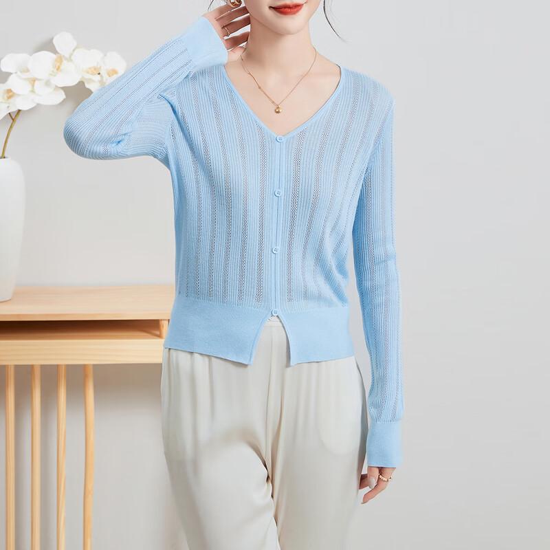 

Women s V-Neck Long Sleeve Silk Blend Knit Sweater XL