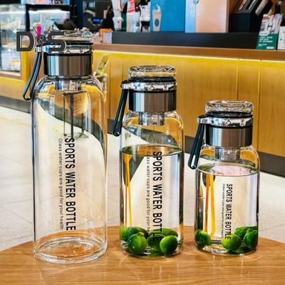 Glaswasserflasche, transparent, auslaufsicher, Trinkgeschirr, Tee-/Saftbecher, tragbare Wasserflasche für den Außenbereich, mit Dichtungsring und wärmeisolierter Abdeckung