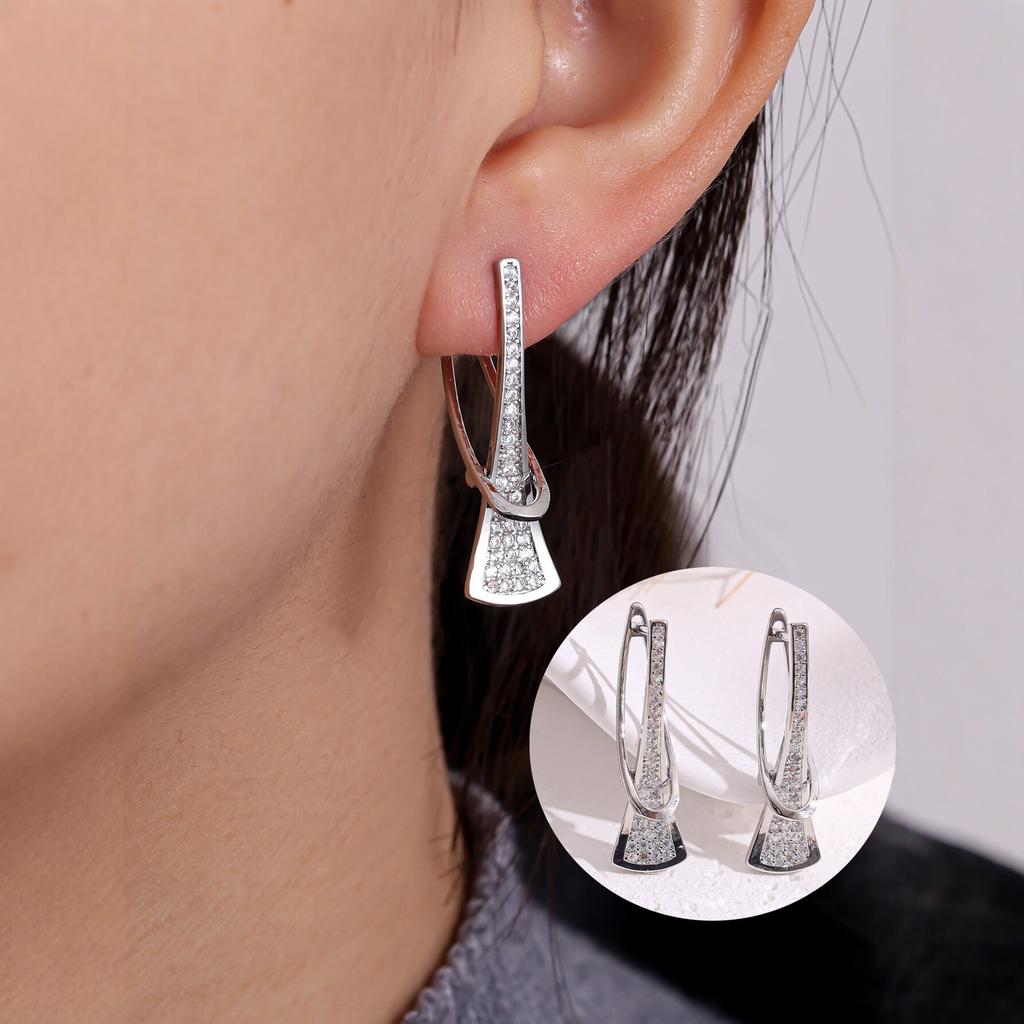 Luxury Zircon Stud Earrings For Women Minimalist Versatile Fashionable Personalized Jewelry