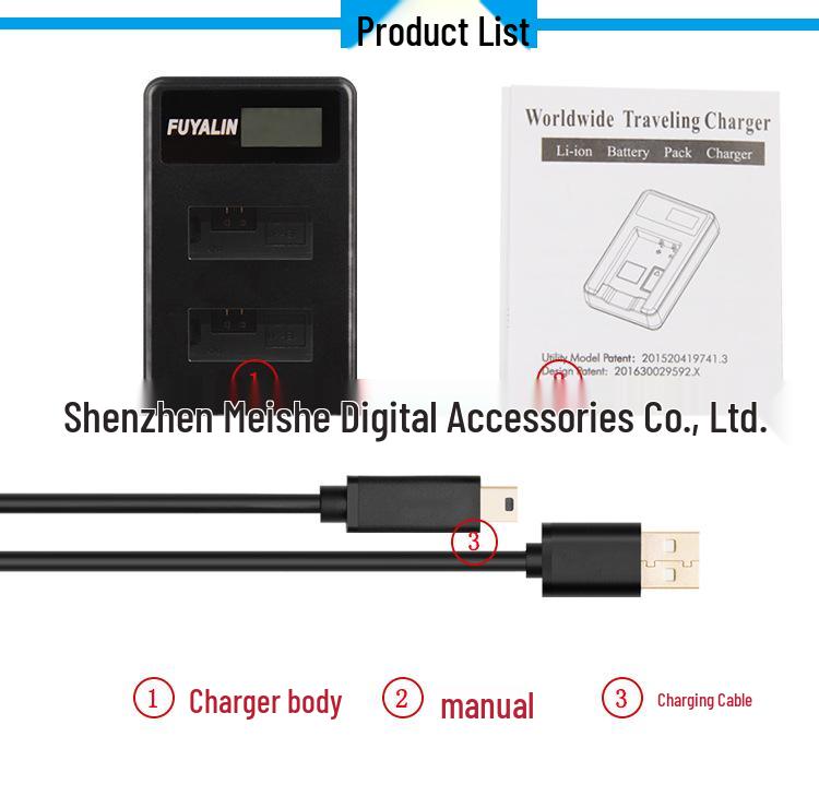 FUYALIN LPE5 USB Dual Charger for EOS 1000D, 500D, 450D, Kiss X3, X2, F.
