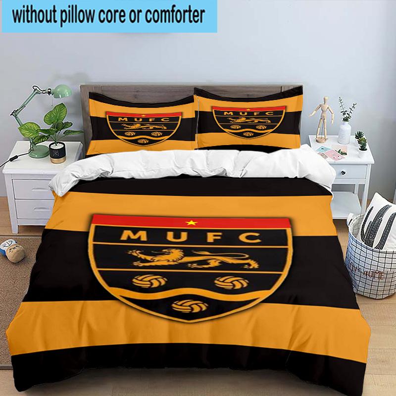 3pcs Football Crest Printed Bedding Set Duvet Cover Closure Includes 1 Duvet Cover & 2 Pillowcases Bedding Sets Home Decor Gifts