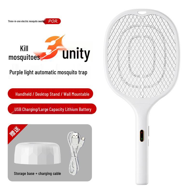 Rechargeable 3-in-1 Electric Mosquito Swatter & Lamp - Multi-functional Household Mosquito Killer