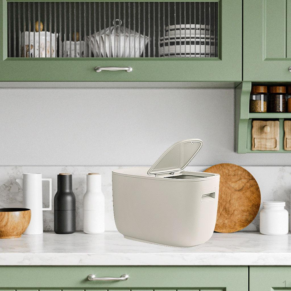 Герметичный цилиндрический контейнер для хранения продуктов на кухню, для риса, муки, соевых бобов, зерна, коробка для круп бежевый