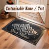 Abstract Geometric Theme Crystal Velvet Floor Rug Personalized Custom Name Text Warm Carpet Home Decoration