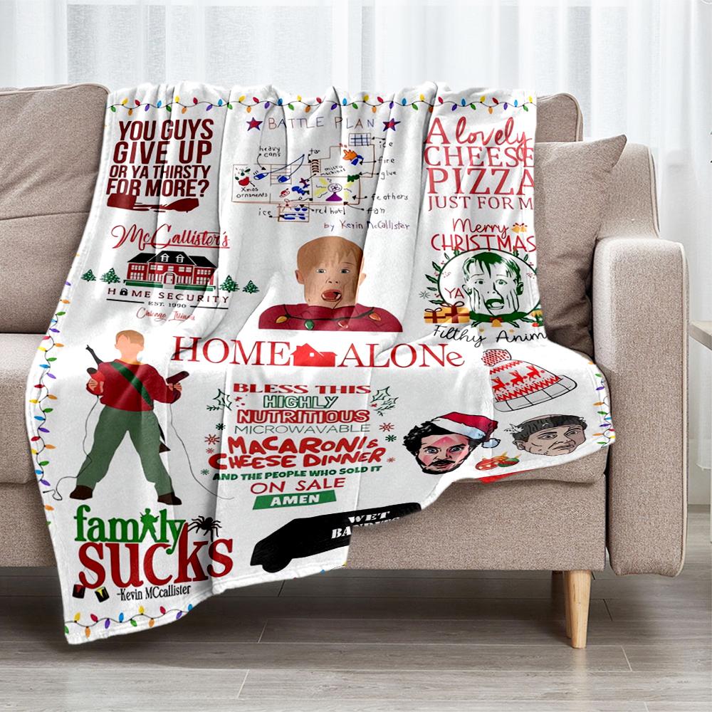 Home Alone Theme Printed Blanket - Perfect for Couch, Bed, Travel & Outdoor Use | Machine Washable, Cozy & Durable.
