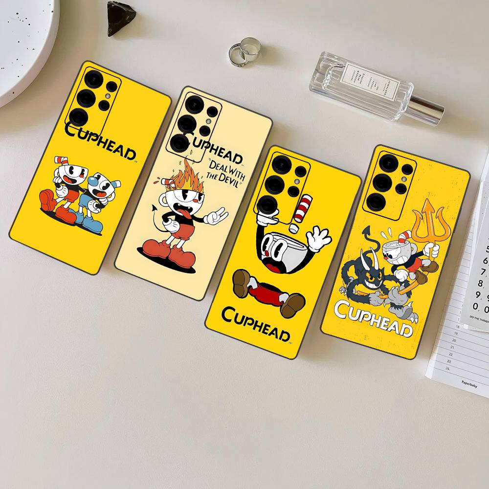Comedy Animation C-Cuphead Cartoon Phone Case For Samsung S 24 Fe 25 Ultra Plus 20 Lite 21 30 22 23 24 22 Ultra 5G Fundas