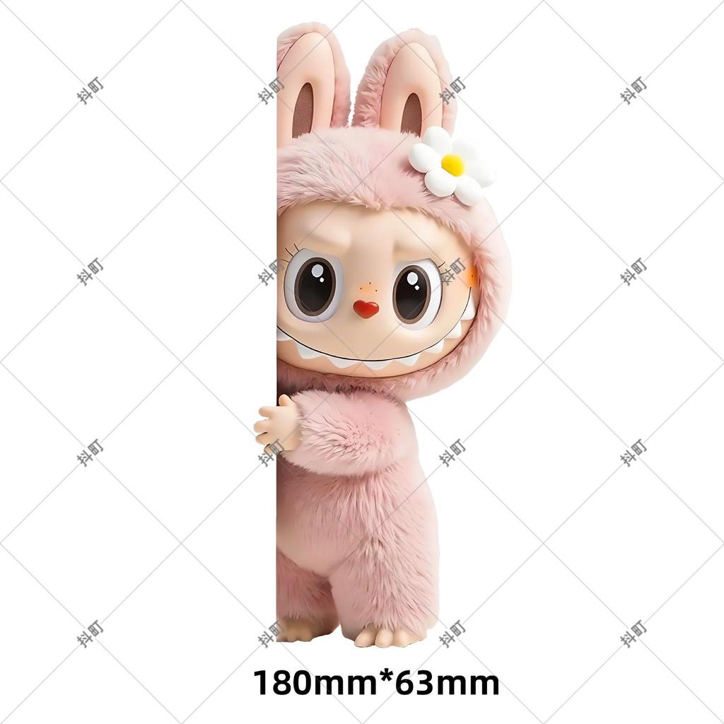 Labubu Cute Plush Doll Refrigerator Magnet - 3D Personality, Strong Magnetic, Waterproof Door Decoration Sticker.