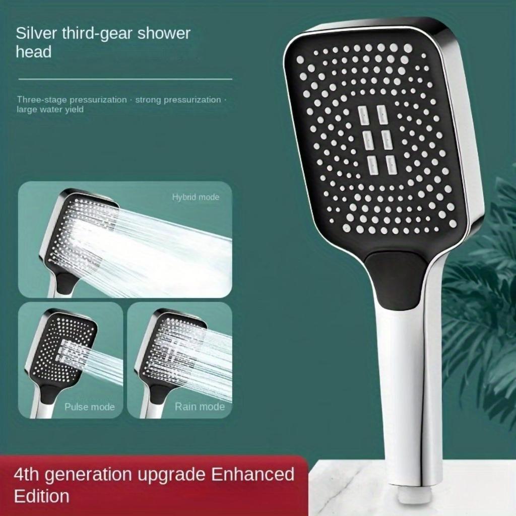 Square Button Shower Head: Super Pressurized Large Nozzle Rain Shower Handheld Showerhead Suitable for Household Water Heaters