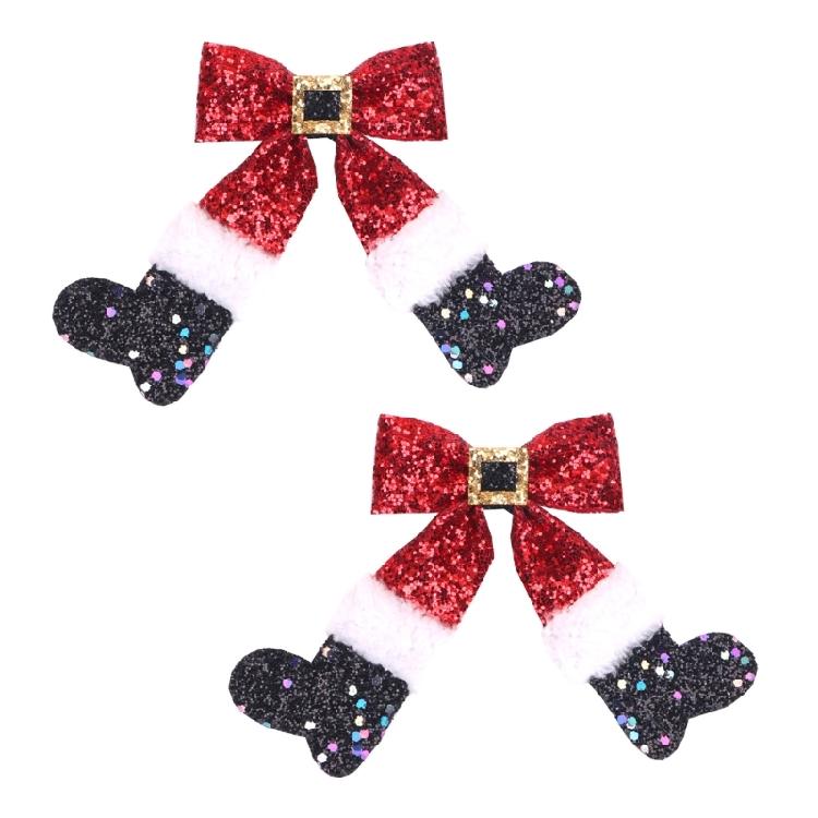 2PCS Boot Bowknot Hairpin Hair Clip Party Hair Ornament Christmas Bowknot Hair Clip Hair Accessory Suitable for Ladies