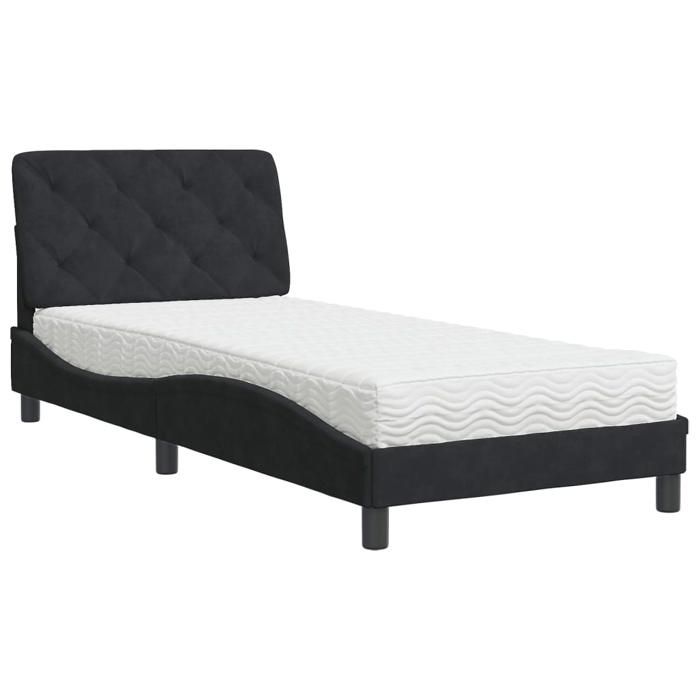 VidaXL Lit avec Matelas, Lit Rembourré avec Coussin de Tête de Lit, Lit Simple, Lit Adulte de Chambre à Coucher Intérieur, 3208636