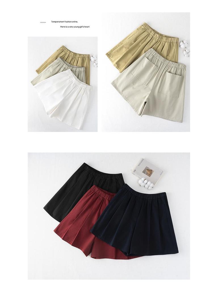 Saidi Pure Cotton Women's High Waist Loose Pleated Summer Casual Shorts