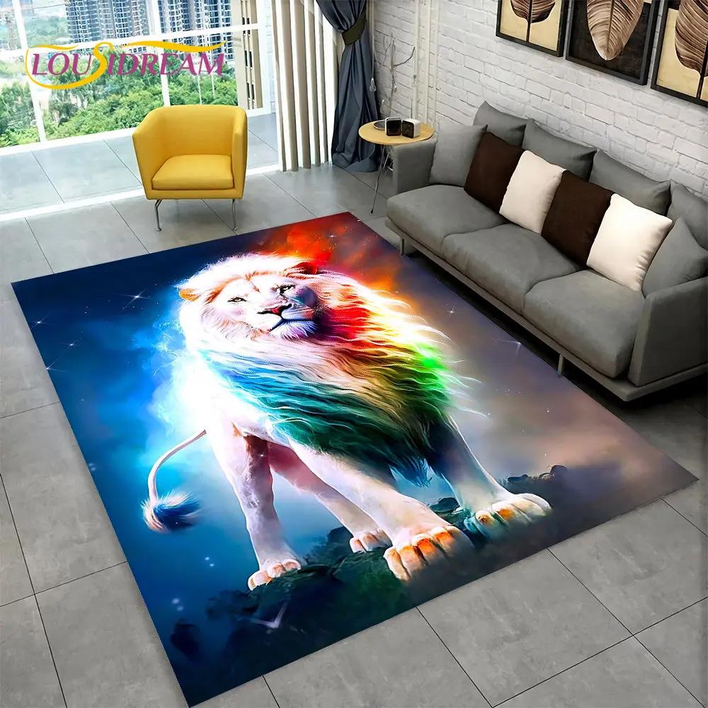 Novo tapete grande de área de animal de leão de sonho 3D, tapete de carpete para sala de estar, quarto, sofá, capacho de decoração, tapete de chão antiderrapante para brincadeira de criança