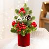 Hot Sale European Style Mini Christmas Tree Decorations Handmade Red Fruit LED Pine Desktop Mini Home Decorations for Christmas