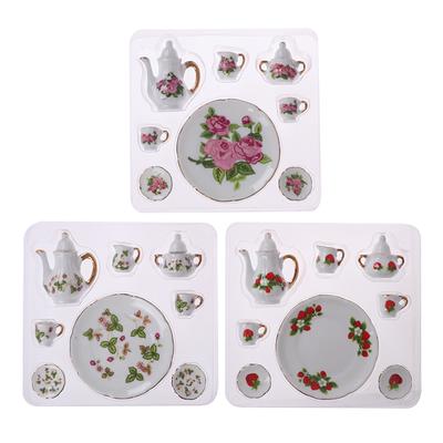 8Pcs/Set 1:12 Dollhouse Miniature Dining Ware Porcelain Tea Dish Cup Plate