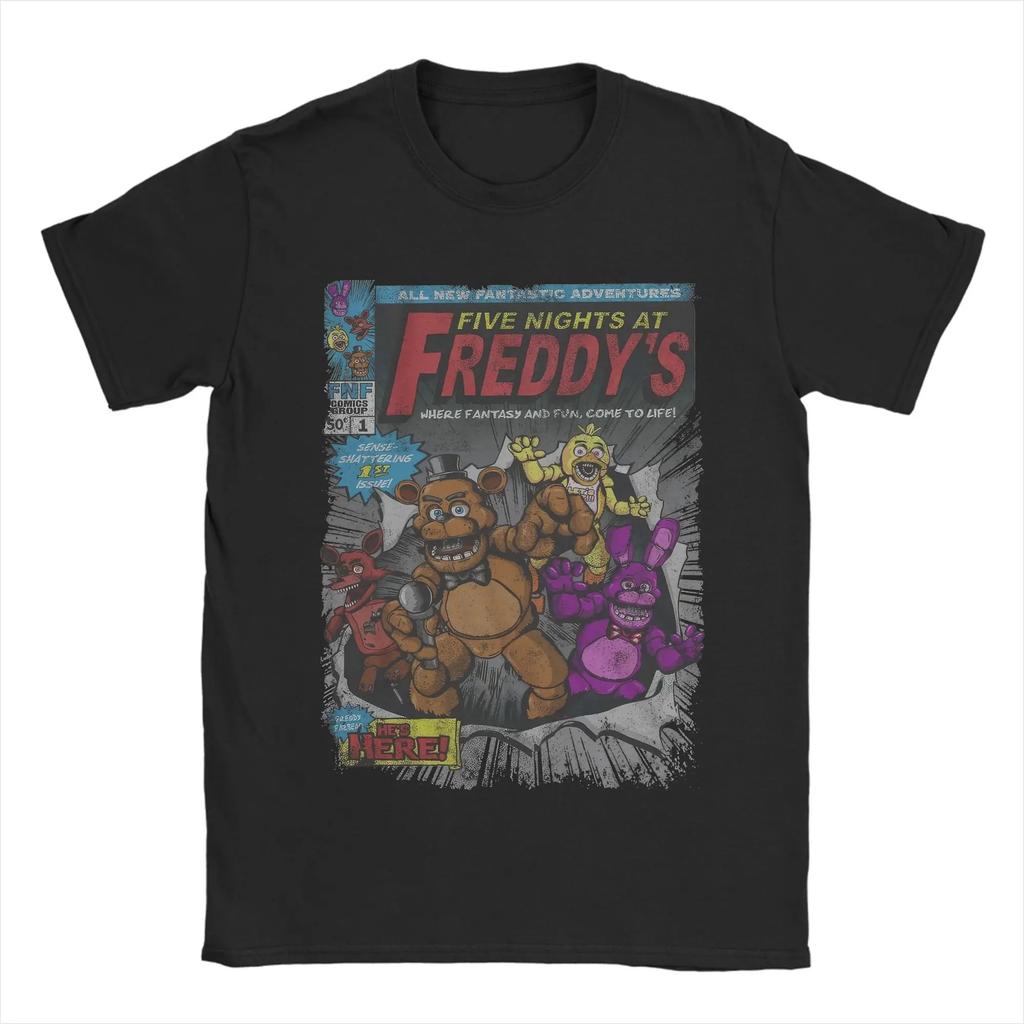 The 2026 New Men's T-shirt FNAF Features A Vintage 100% Pure Cotton Short-sleeved T-shirt with A Crew Collar Top From Freddy