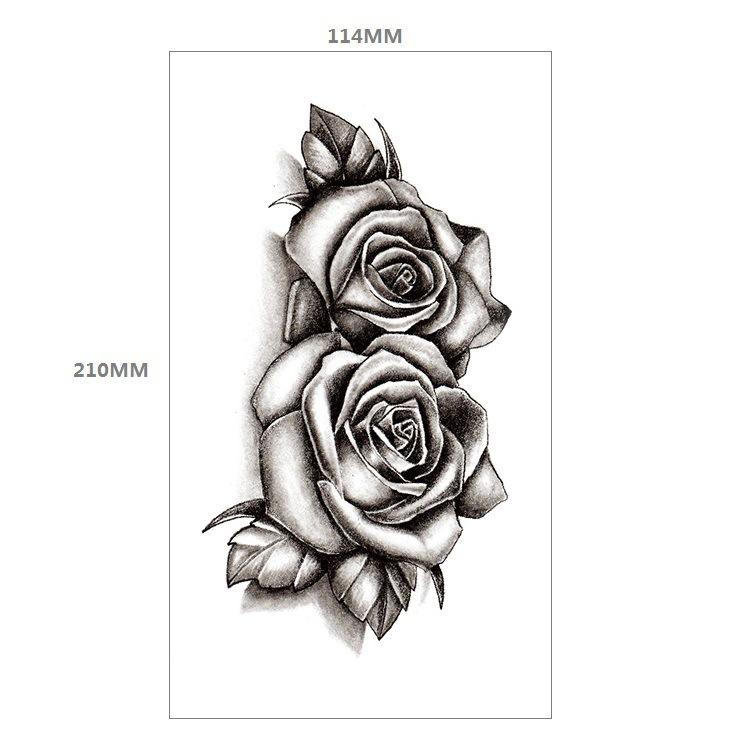 Red Rose Flower Arm Half Arm Tattoo Sticker Owl Hourglass Geometry Water Transfer Set Sticker
