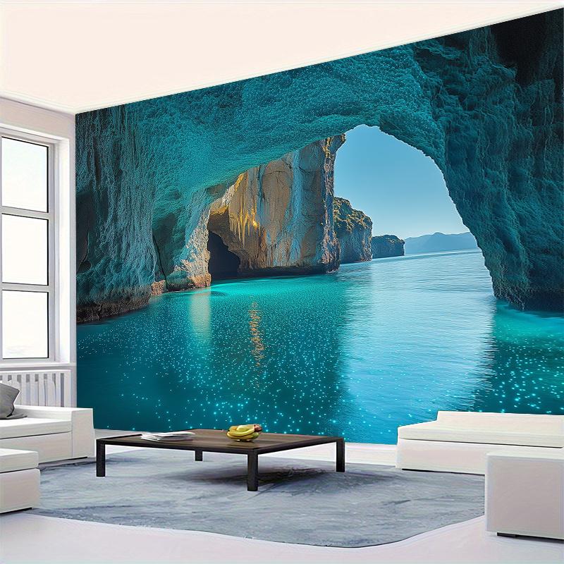 Tapiz Costero del Agujero Azul VIKAMA Cueva Marina Mediterránea Viento Curativo Natural Decoración de Sala de Estar Habitación