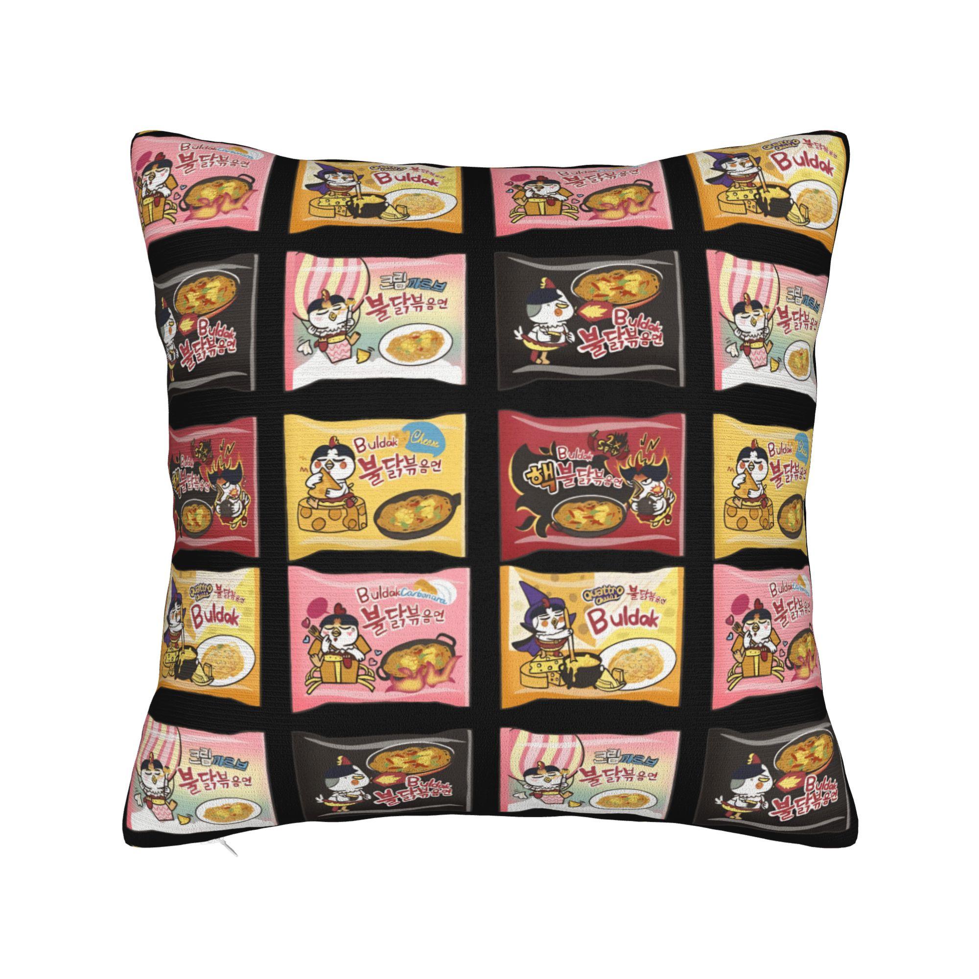 Наволочка с принтом вкусов лапши Бульдак  Милая забавная наволочка для дивана, софы, спальни Дизайн наволочек Подарок на день рождения 20x20Inch