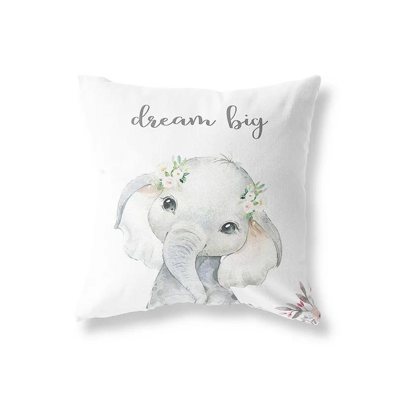 Cute Rabbit Giraffe Animals Children Room Decor Polyester  Cushion Cover Sofa Pillow  Home Decoration Throw Pillowcase