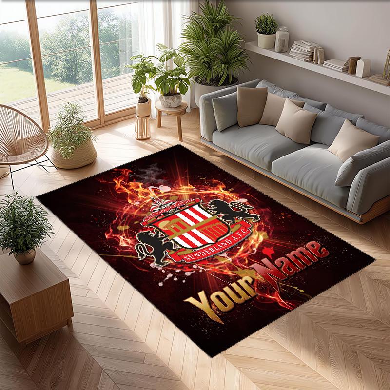 Sunderland FC Printed Crystal Velvet Rug Non‑Slip Crystal Velvet Carpet For Sofa Bedroom Indoor Home Decoration