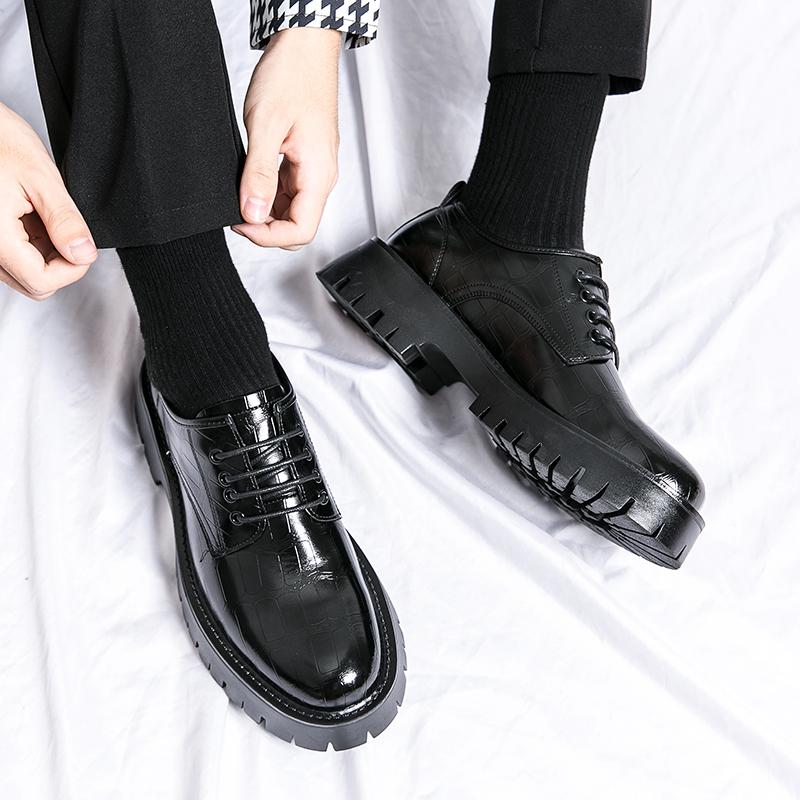 Spring Autumn Crocodile Pattern Loafers Men's Fashion Designer Black Patent Leather Shoes Outdoor Fashion Casual Shoes for Men